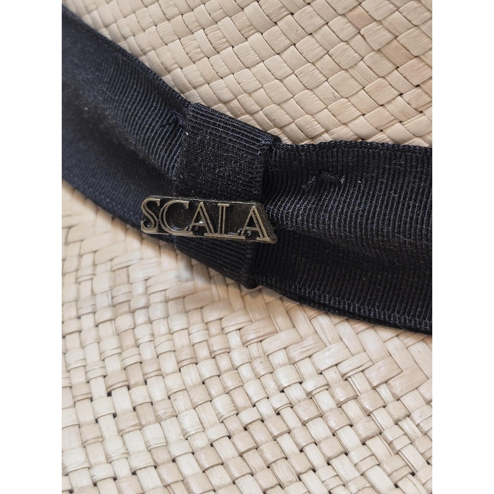 Scala Hat Fedora Mens S Beige Straw Wide Brim Water Resistant Handmade - Picture 2 of 9
